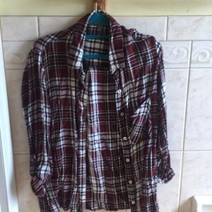 Reed White and Black Plaid Top